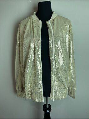 Serra Gold Sequin Bomber Jacket